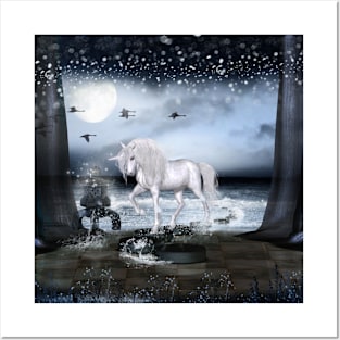 Wonderful unicorn on the beach Posters and Art